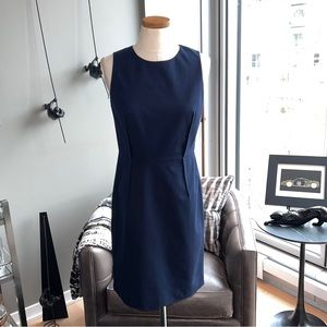 New J.Crew Structured Cotton Blend Sleeveless Sheath Dress Size 8P (Navy Blue)